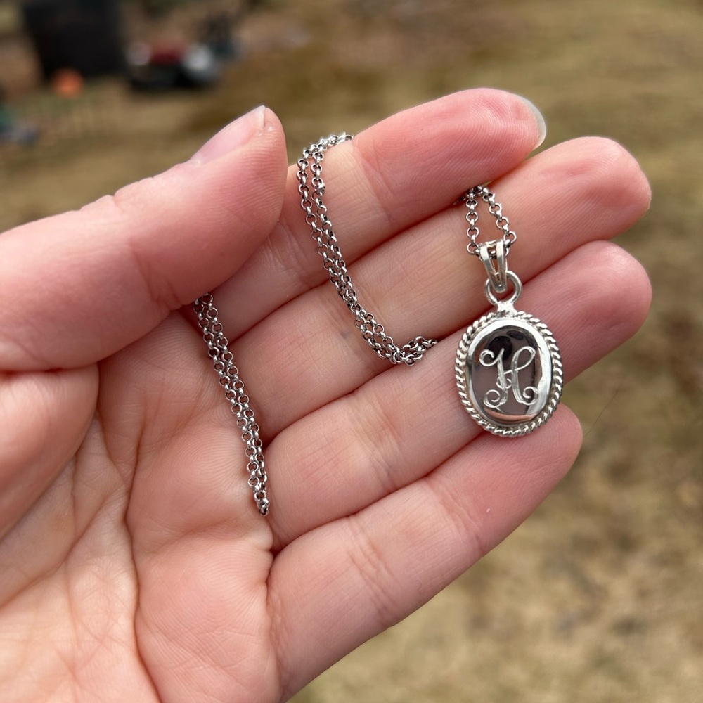 Western cowgirl style sterling silver Monogram 'H' Initial Charm